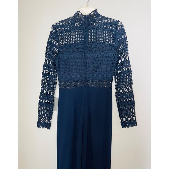 Love X Design Womens Navy Crochet Lace Jumpsuit M NWT - Picture 4 of 11